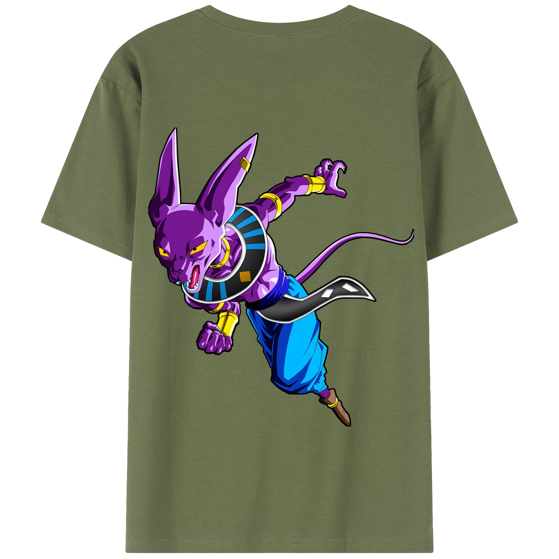 （画像用） ドラゴンボール ビルス 破壊神ビルス DRAGON BALL Beerus Birusu 綿100％半袖Tシャツ（背面プリント）